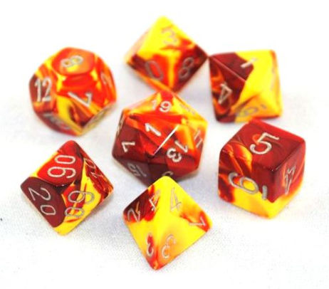 Chessex - 7-Die Set Gemini: Red-Yellow/White