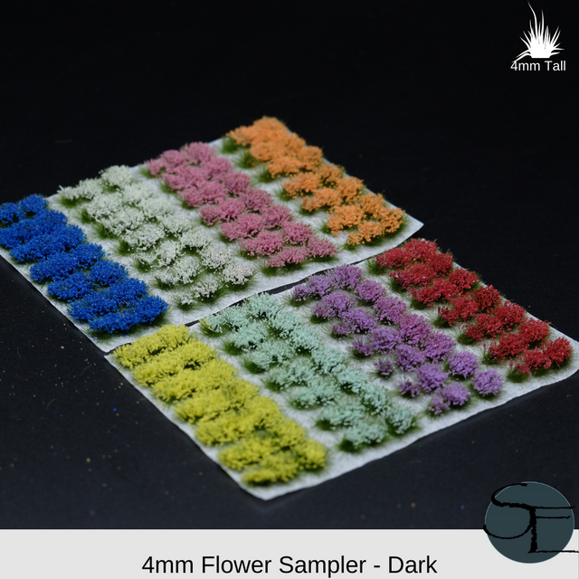 Shadow's Edge Tufts - 4mm Dark Green Self-Adhesive Tufts: Flower Sampler