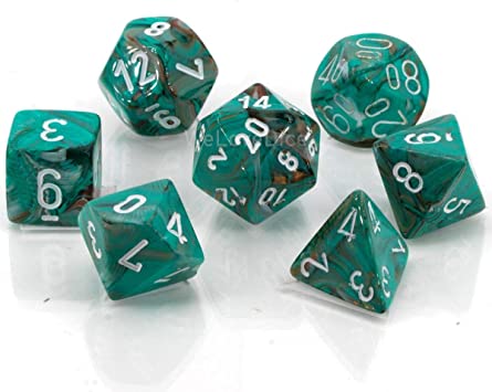 Chessex - 7-Die Set Marble: Oxi-Copper/White