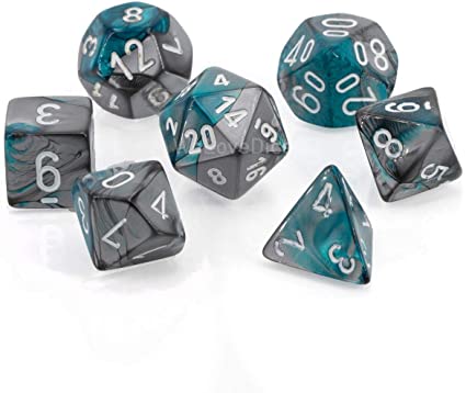 Chessex - 7-Die Set Gemini: Steel-Teal/White