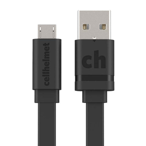 Cellhelmet Flat 6ft Micro USB Data & Charge Cable (Black)