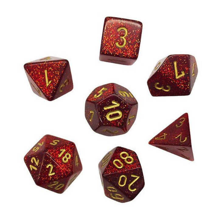 Chessex - 7-Die Set Glitter: Ruby/Gold