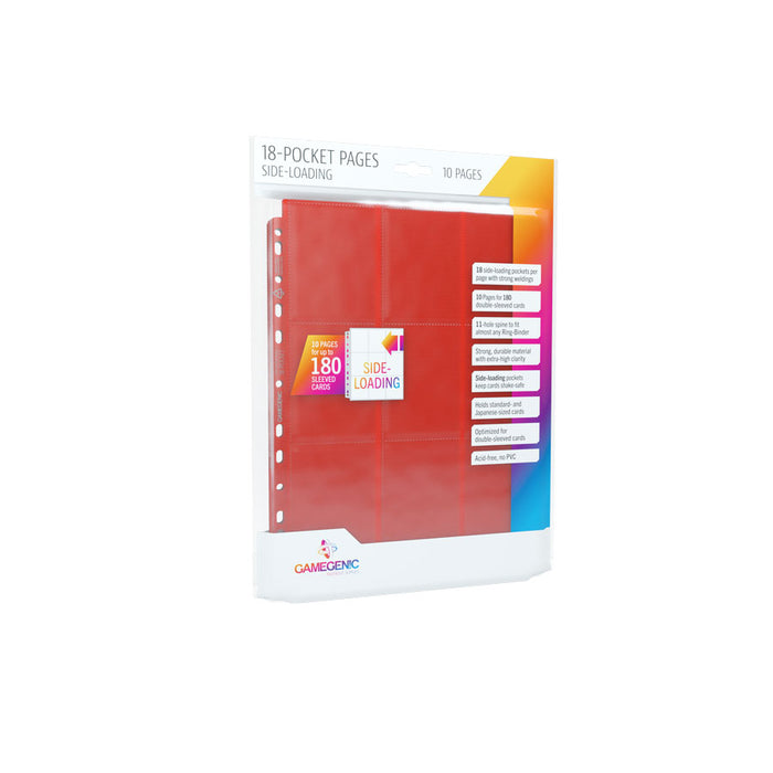 Gamegenic - Red Sideloading 18-Pocket Pages (10 Pack)