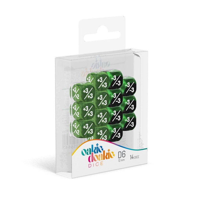 Oakie Doakie - 12mm - 14ct. D6 Positive & Negative Marble Gemidice: Green