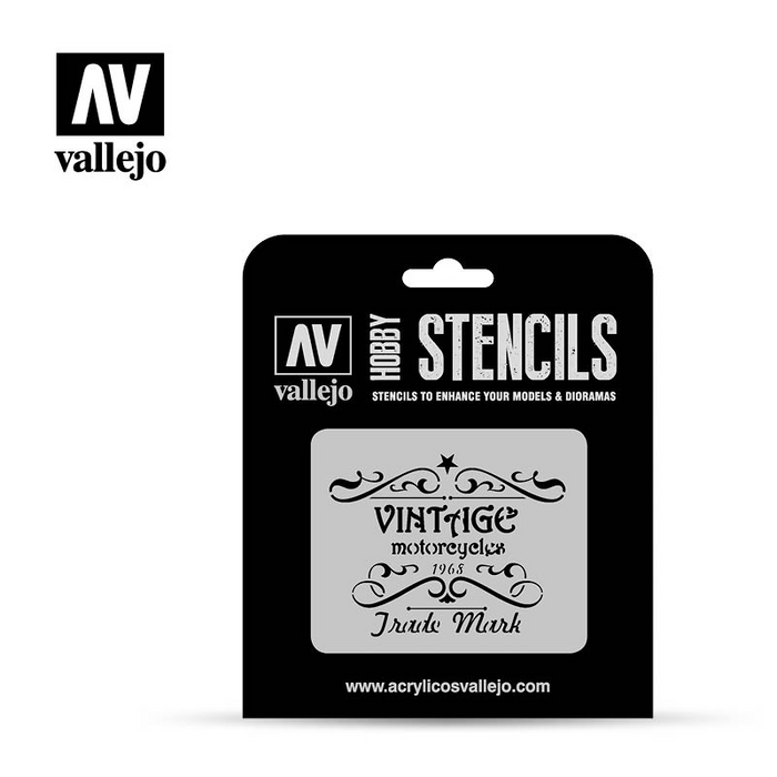 Vallejo Hobby Stencils - Vintage Motorcycles Sign