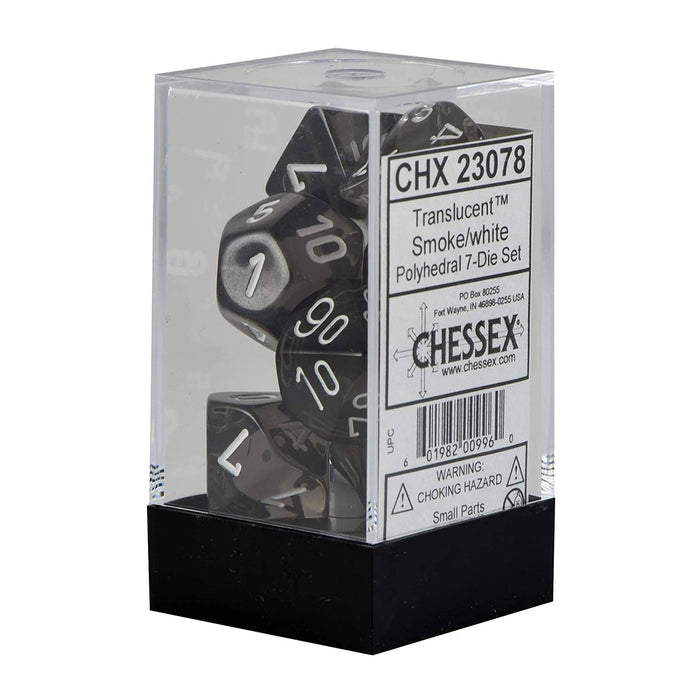 Chessex - 7-Die Set Translucent: Smoke/White