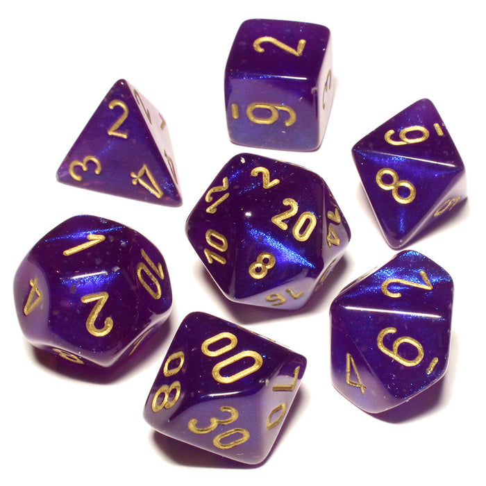 Chessex - 7-Die Set Borealis Luminary: Royal Purple/Gold