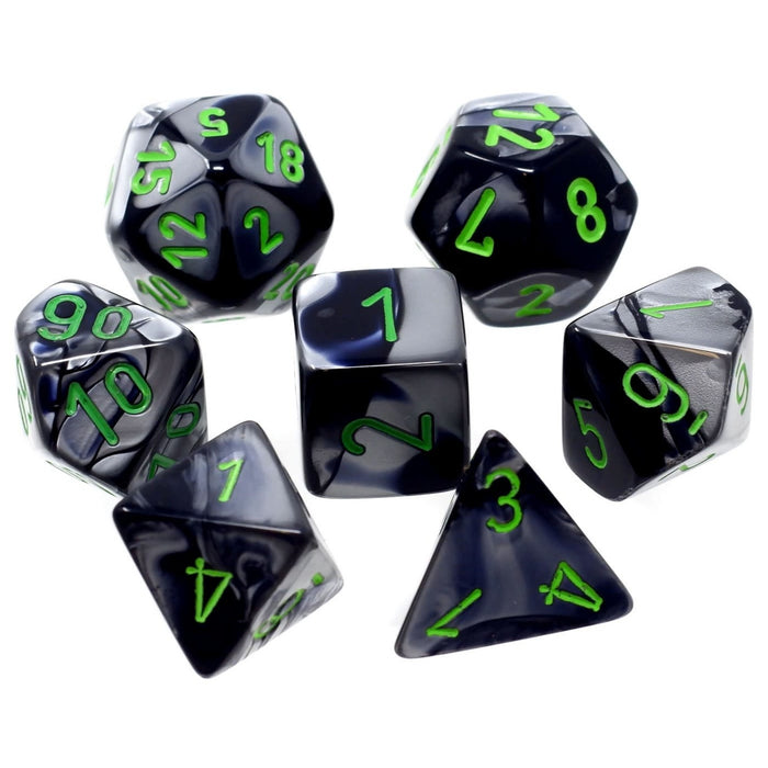 Chessex - 7-Die Set Gemini: Black-Grey/Green