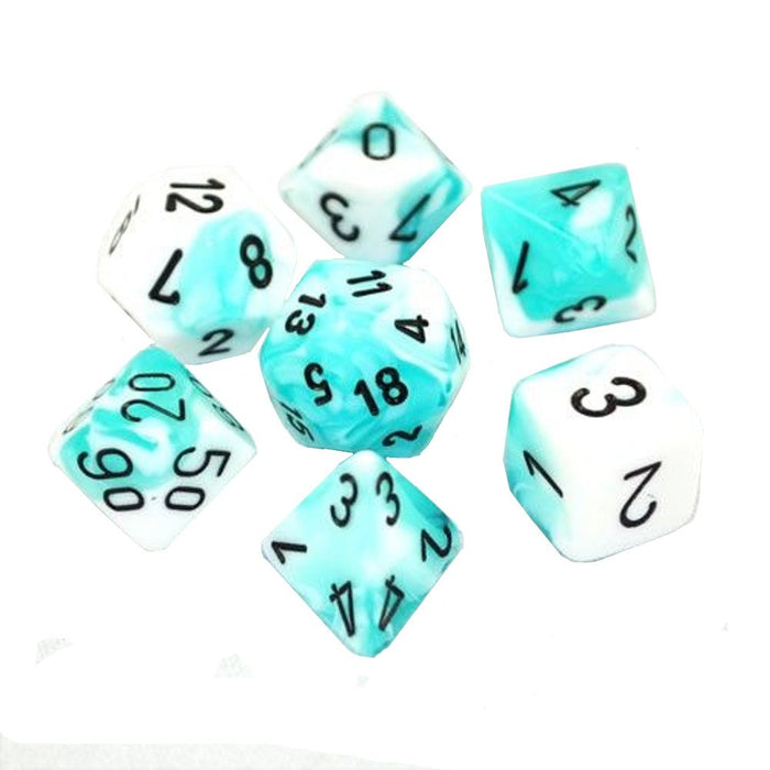 Chessex - 7-Die Set Gemini: Teal-White/Black