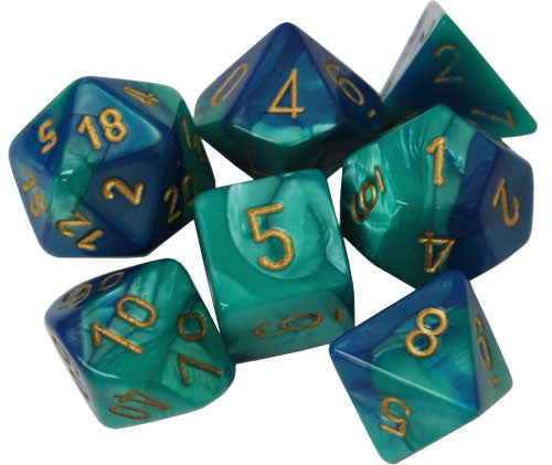 Chessex - 7-Die Set Gemini: Blue-Teal/Gold