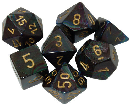 Chessex - 7-Die Set Lustrous: Shadow/Gold