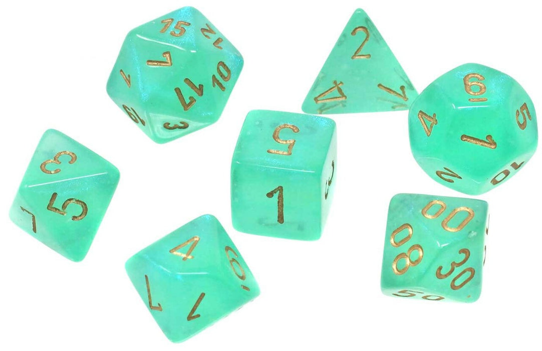 Chessex - 7-Die Set  Borealis Luminary: Light Green/Gold