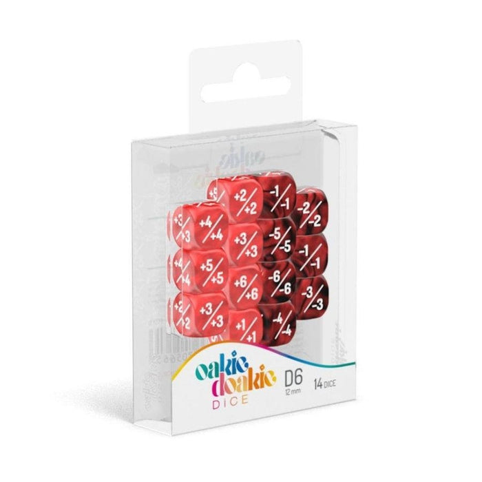Oakie Doakie - 12mm - 14ct. D6 Positive & Negative Marble Gemidice: Red