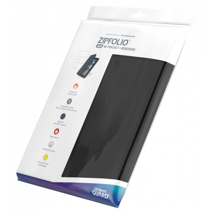 Ultimate Guard - 18 Pocket ZipFolio Mini- American XenoSkin Black
